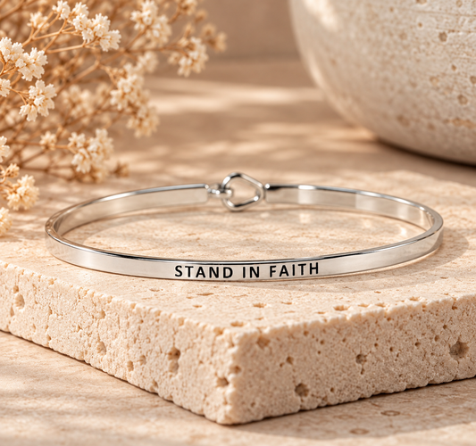 Bracelet - Rhodium Stand in Faith