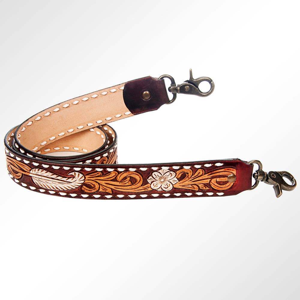 Hand Tooled Genuine Leather Handle Strap