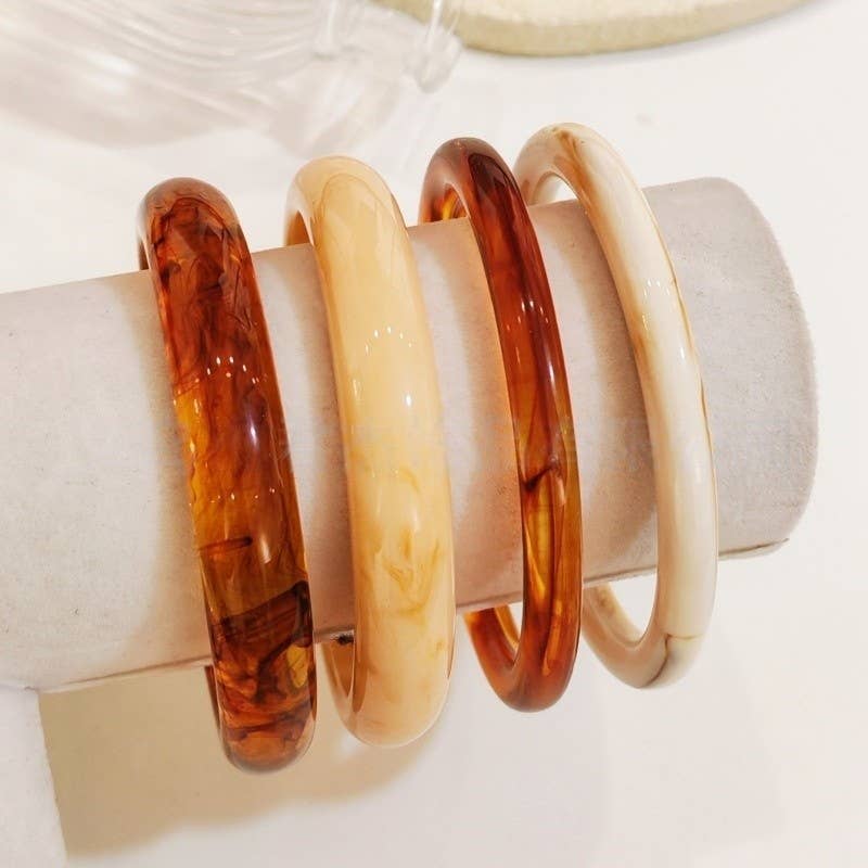 Bracelets - Marbled Resin Bangle Set