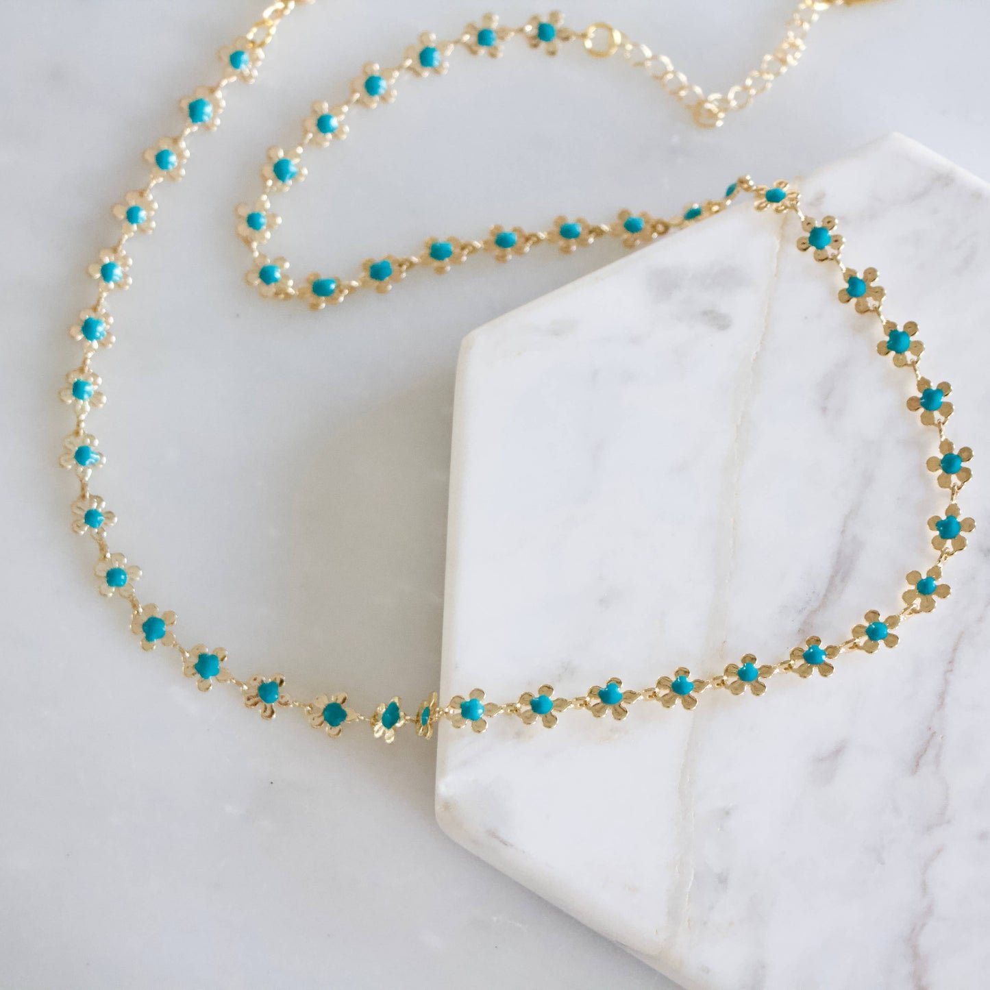 Jewelry | Necklace Enamel Flower Blue