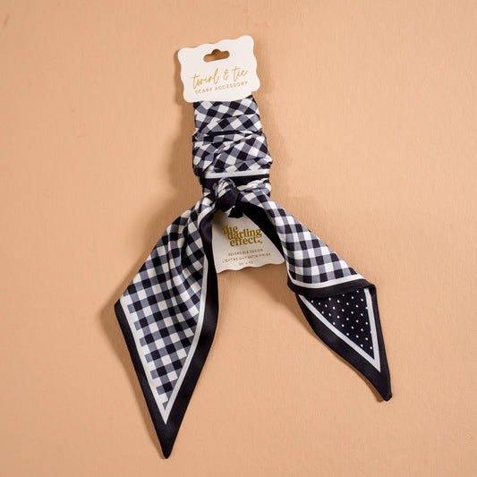 Scarf - Gingham Black Tie