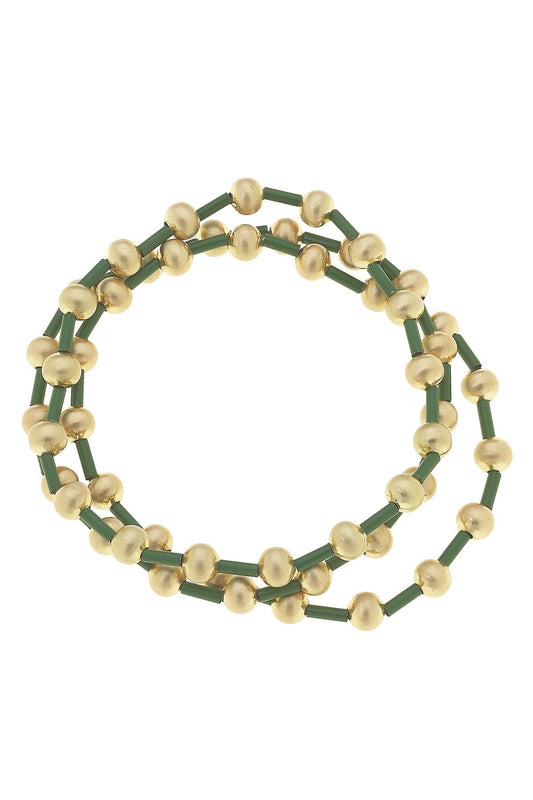 Jewelry | Bracelet Talyah Green Enamel Beaded Stretch (Set of 3)