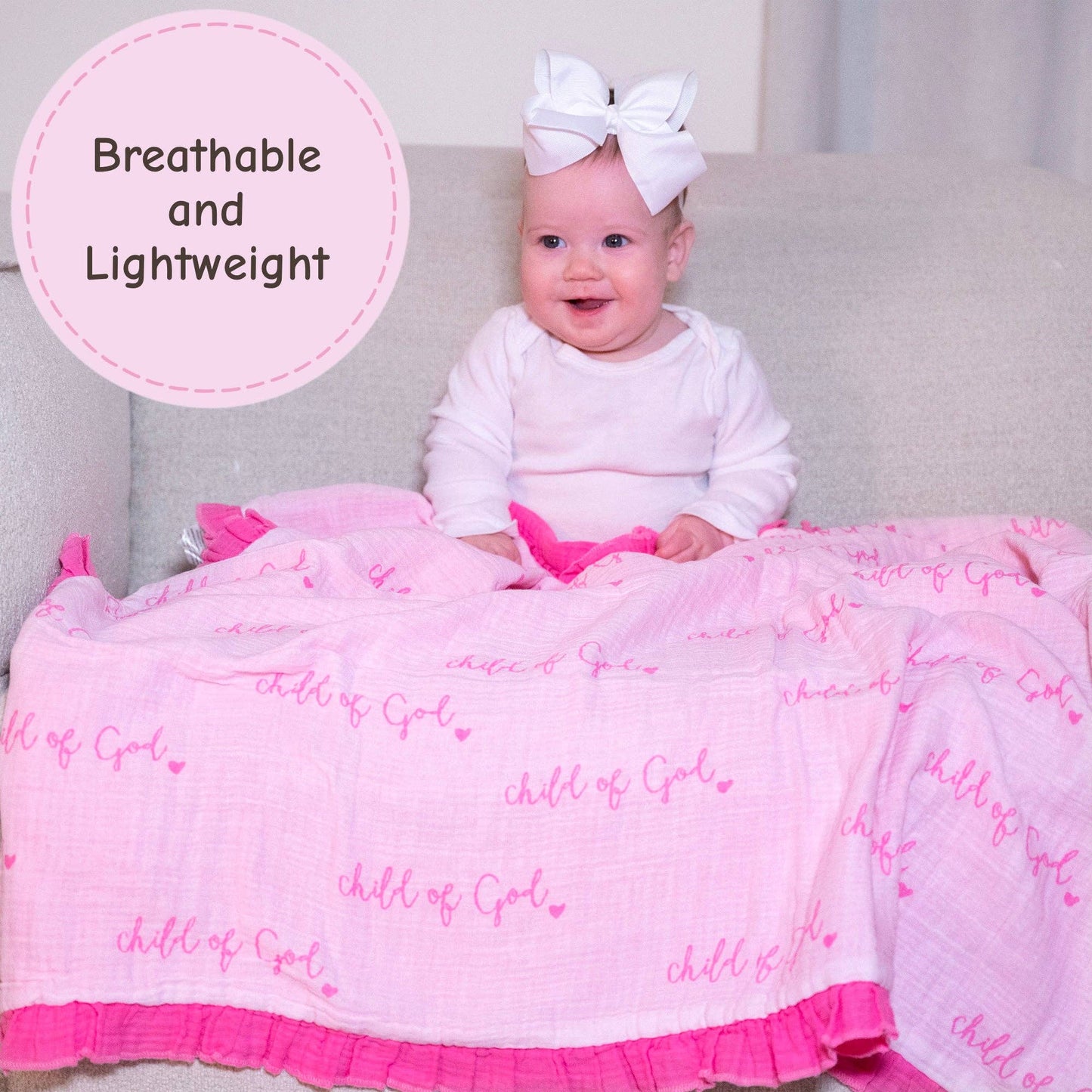 Blanket - Muslin Quilt Blanket Pink Child of God