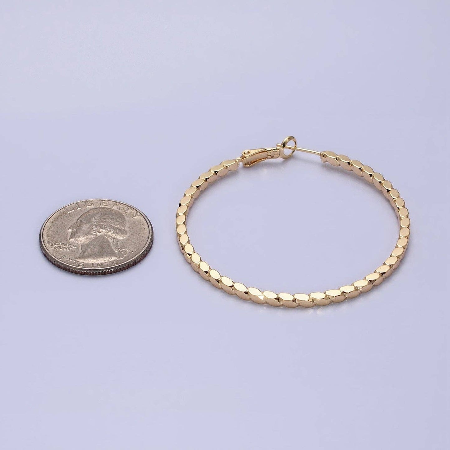 Gold Filled Oval Textured Geometric Hoops GOLD