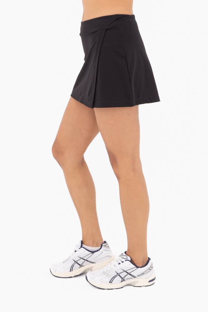 Athleisure | Mono B Black A-Line Side Slit Tennis Skort