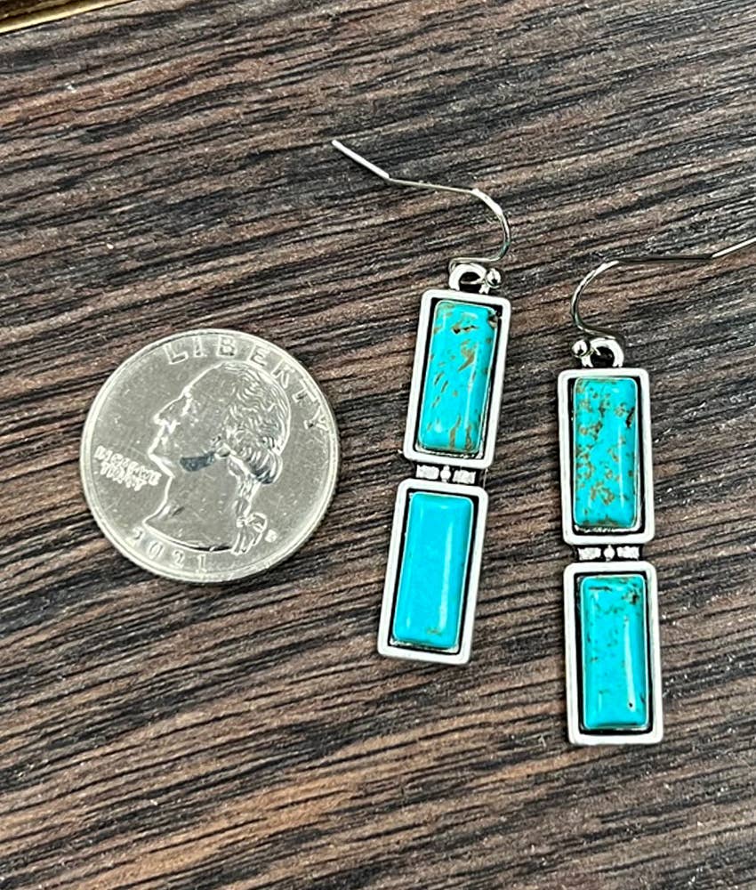 Earrings - Bar Turquoise Dangle