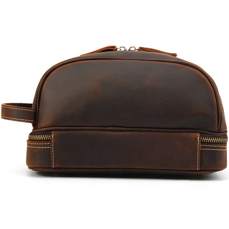 Full Grain Leather Wash Bag Handmade Toiletry Bag