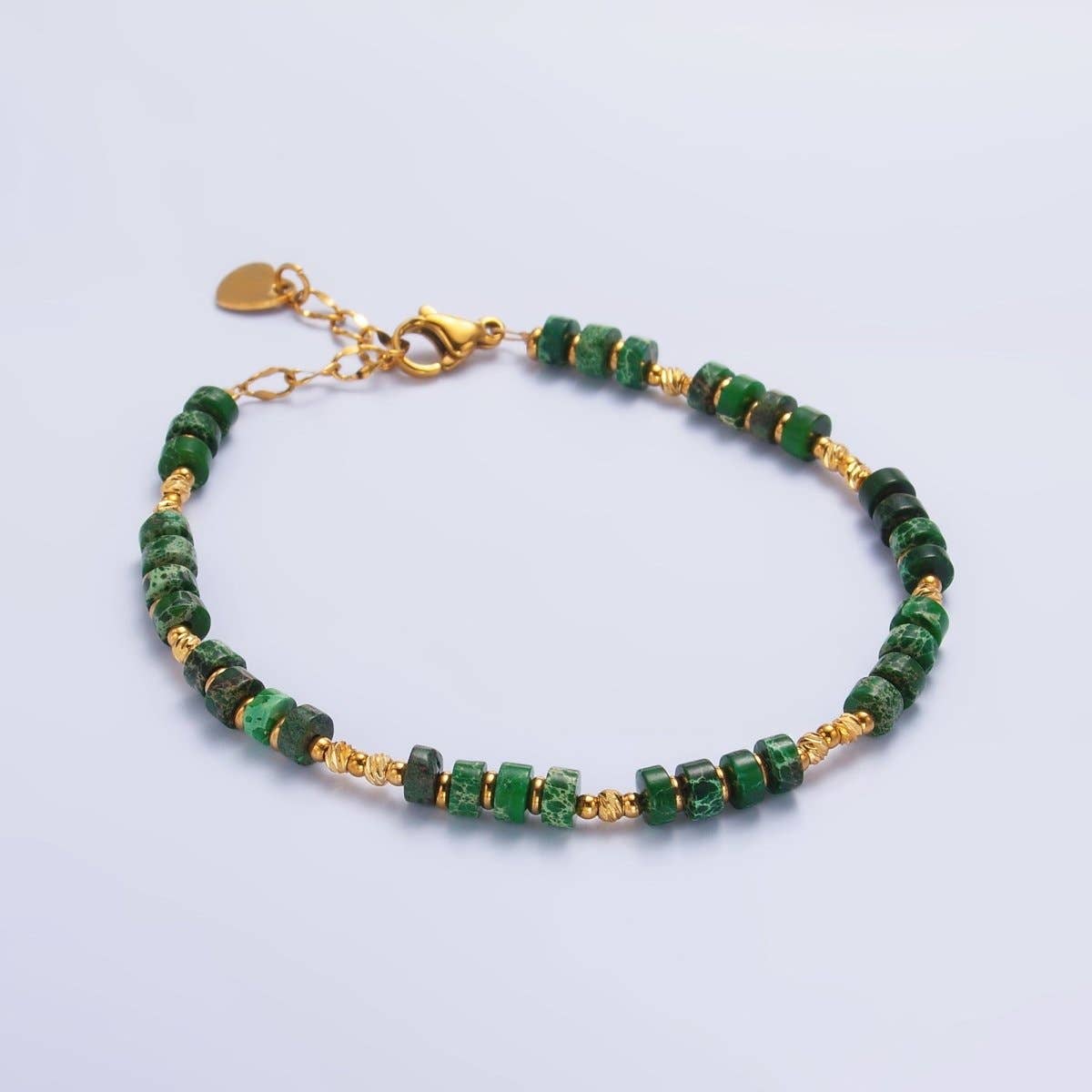 Jewelry | Bracelet Stainless Steel Malachite Natural Gemstone Bead 7 Inch