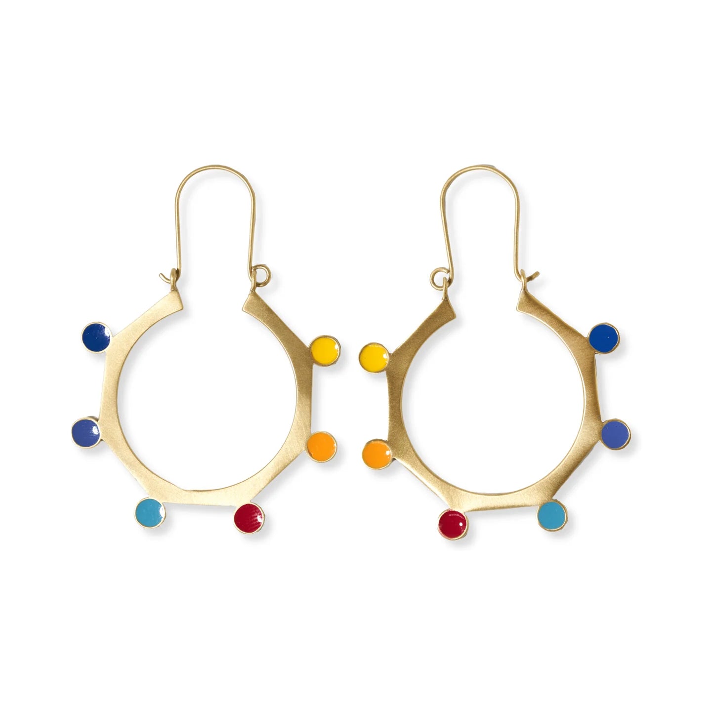 Earrings | Ink & Alloy - Amelia Circle Rainbow Dots Brass Earrings