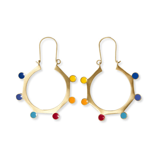 Jewelry | Earrings Ink & Alloy - Amelia Circle Rainbow Dots Brass