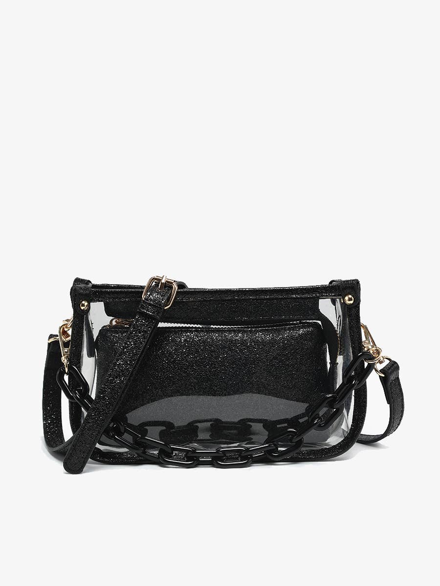 Black Jessica Clear Crossbody w/ Chain