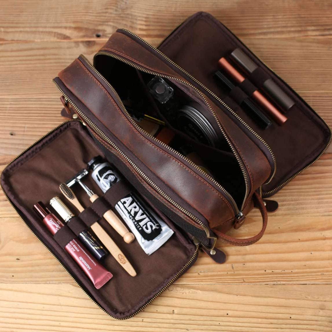 Groomsmen Gift Personalized Leather Toiletry Bag