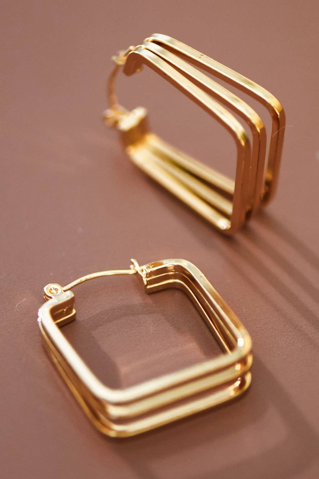 Earrings - Square Hoop Gold Plated