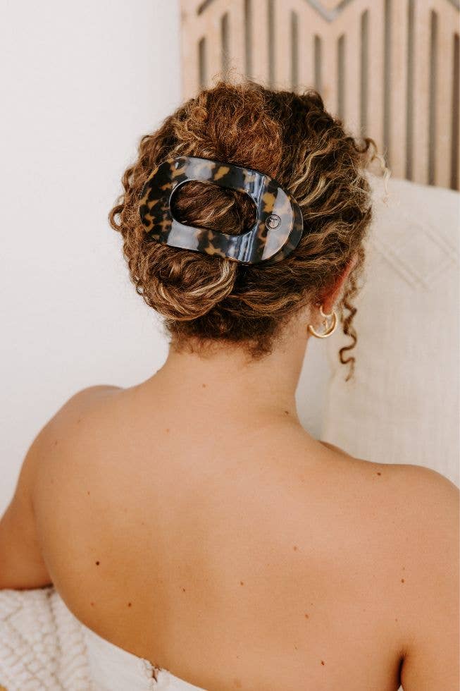 Teleties Hair Clip - Large Flat Round Tortoise