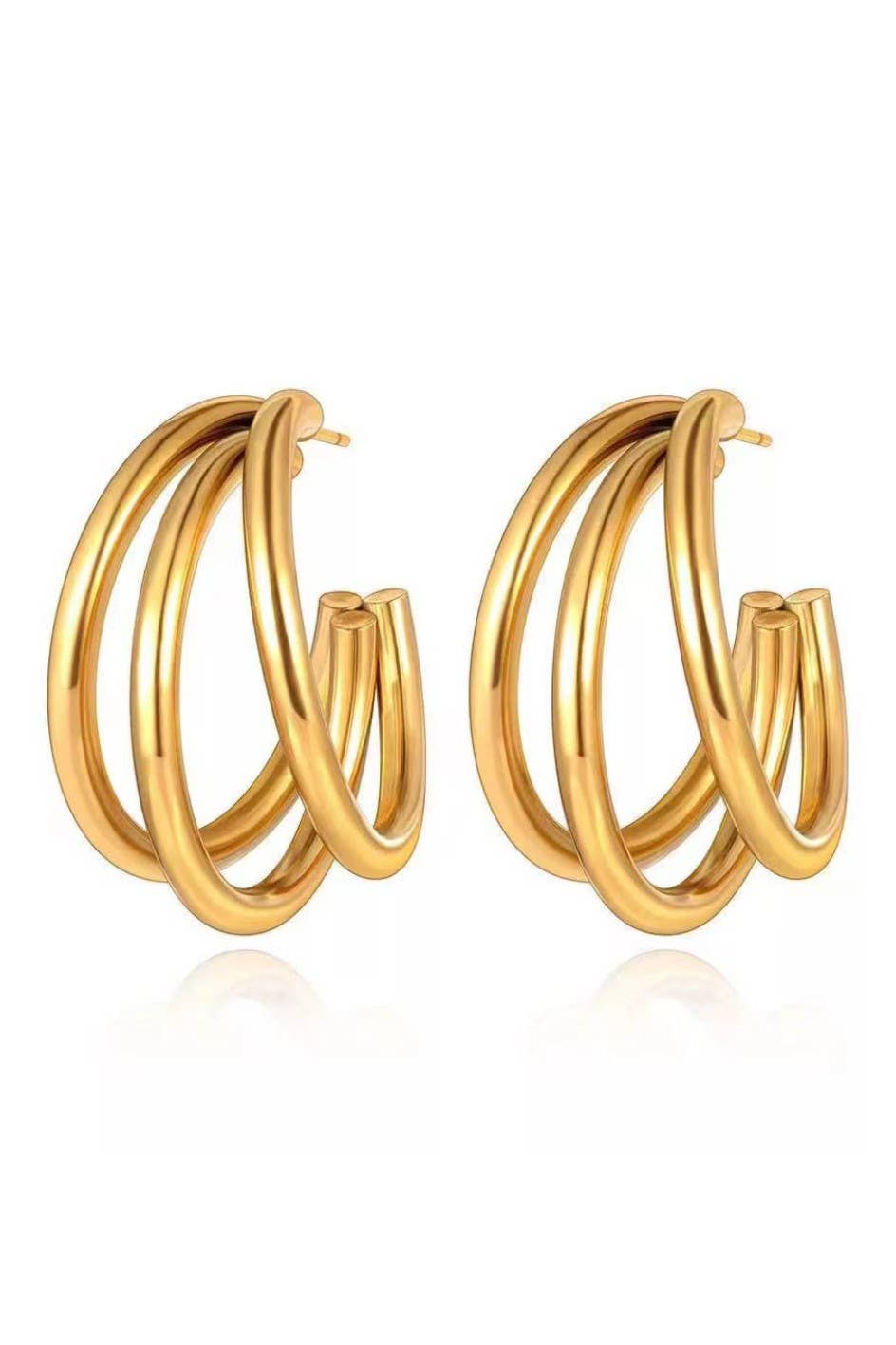 18K Gold Plated Waterproof Stainless Steel Hoop Earrings