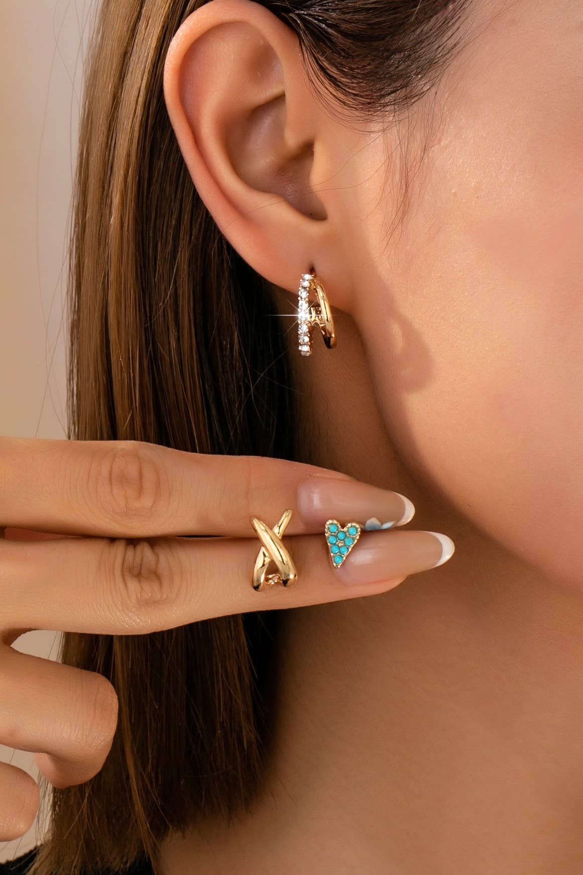 Earrings - Turquoise & Crystal Set