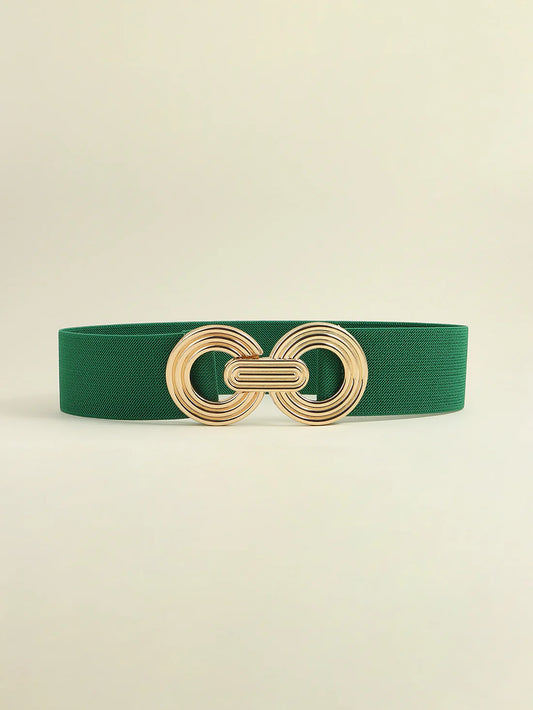 Accessories | Belt Mid Green Geometric Buckle Elastic Wide