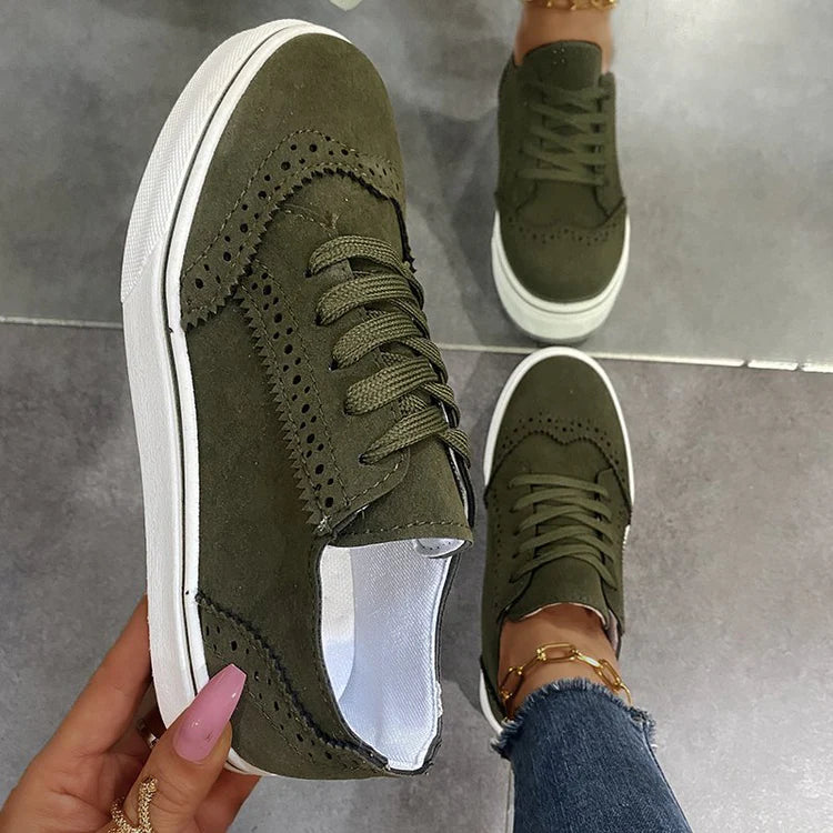 Shoes | Sneakers Army Green Suede Lace Up Flat