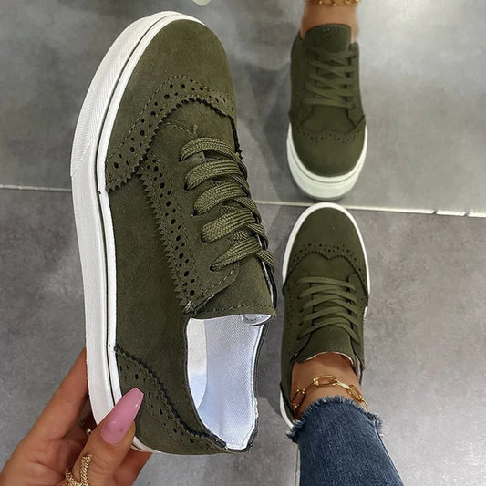 Shoes | Sneakers Army Green Suede Lace Up Flat