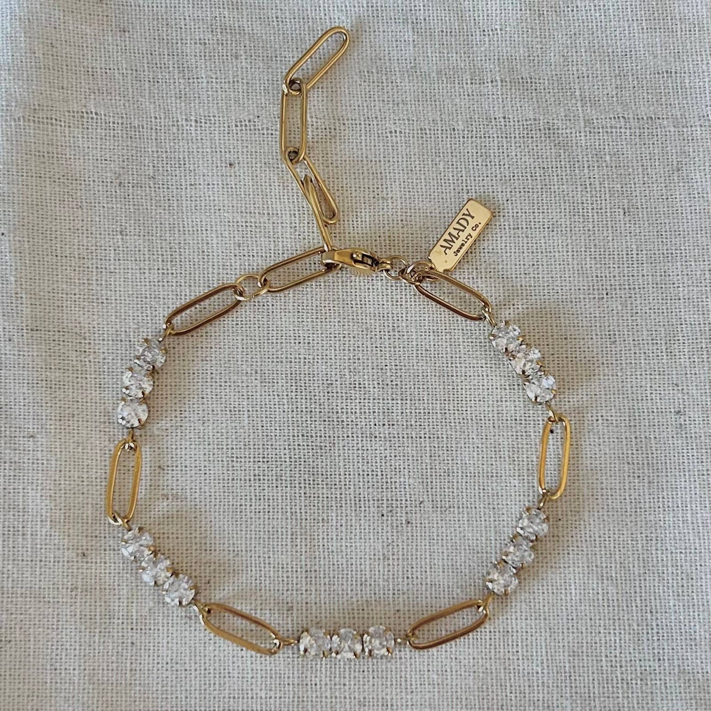 Bracelet - Paperclip Chain with Rhinestones