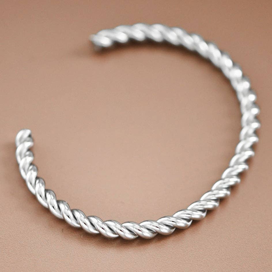 Cuff Bracelet - Twisted Silver Tone