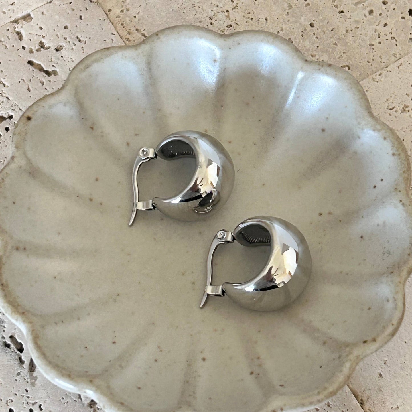 Earrings - Silver Rhodium Chunky Hoop