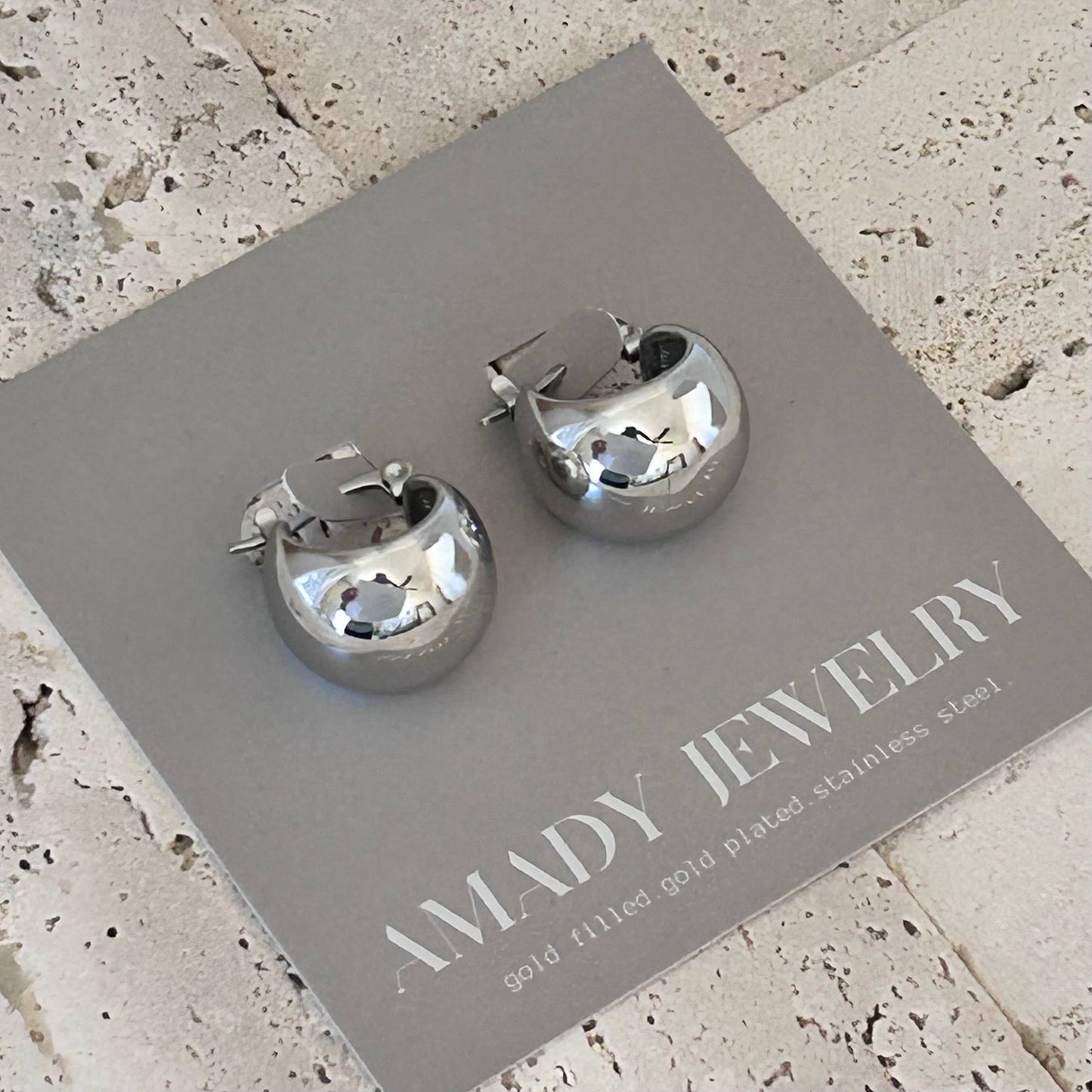 Earrings - Silver Rhodium Chunky Hoop
