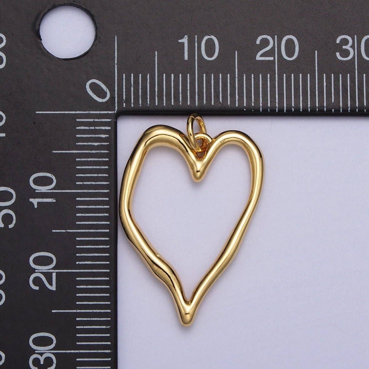 Jewelry | Charm Gold Geometric Open Heart Minimalist