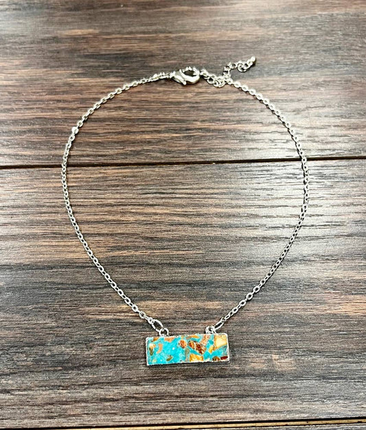 Necklace - Bar Gemstone Necklace
