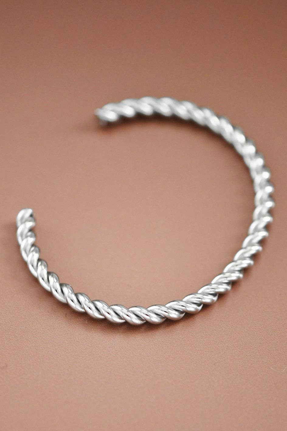 Cuff Bracelet - Twisted Silver Tone
