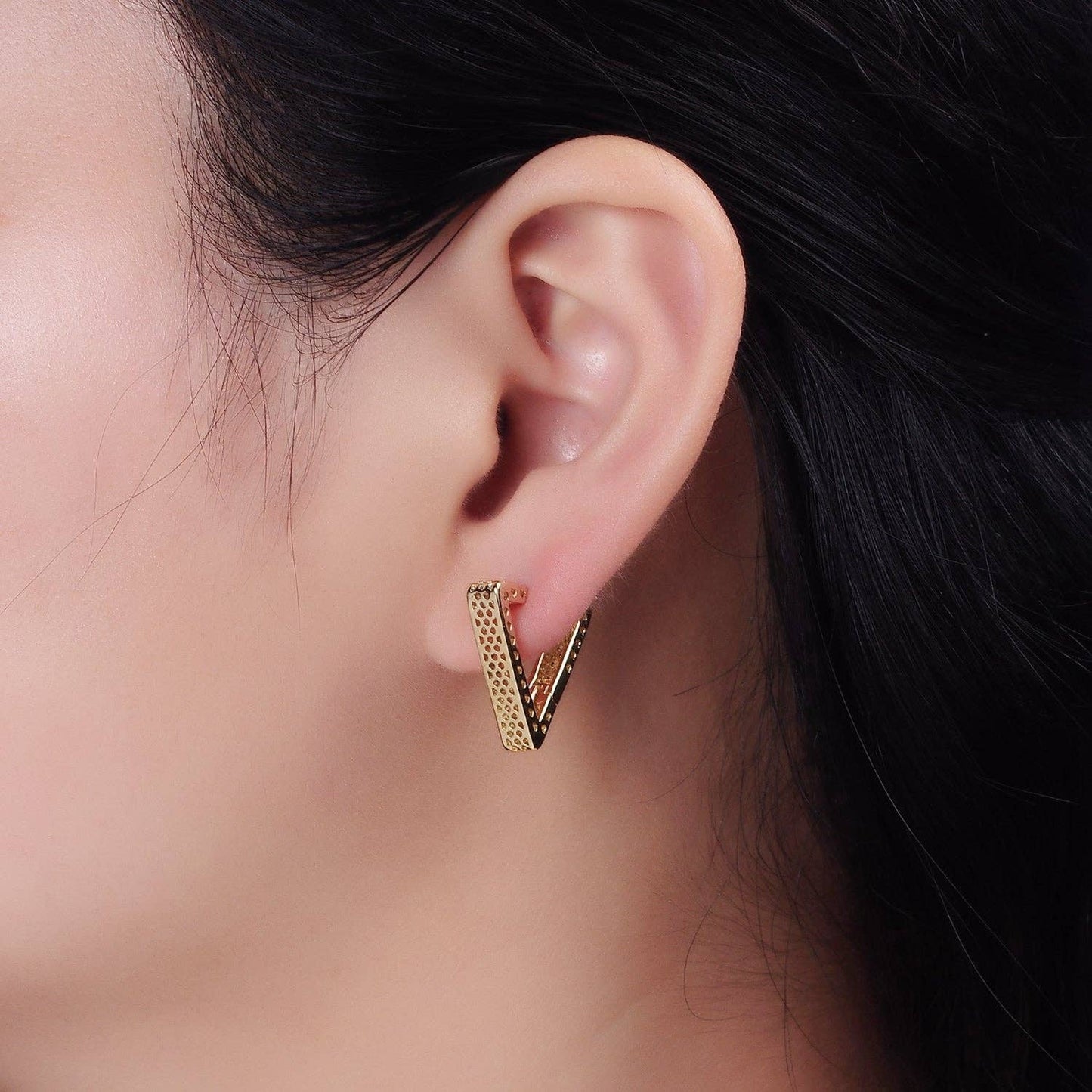 Jewelry | Earrings 20mm Heart Hexagonal Filigree Triangle Hoop