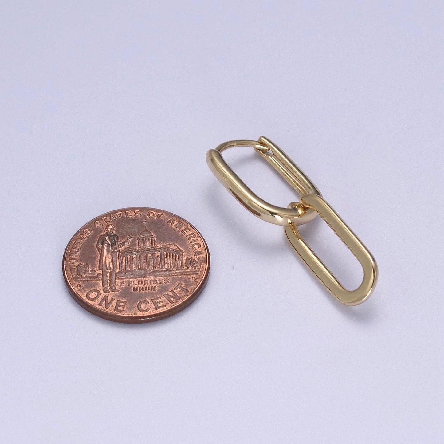 Jewelry | Earrings 14K Gold Filled Oval Hoop Chunky With Dangle Link Geometric Hoops