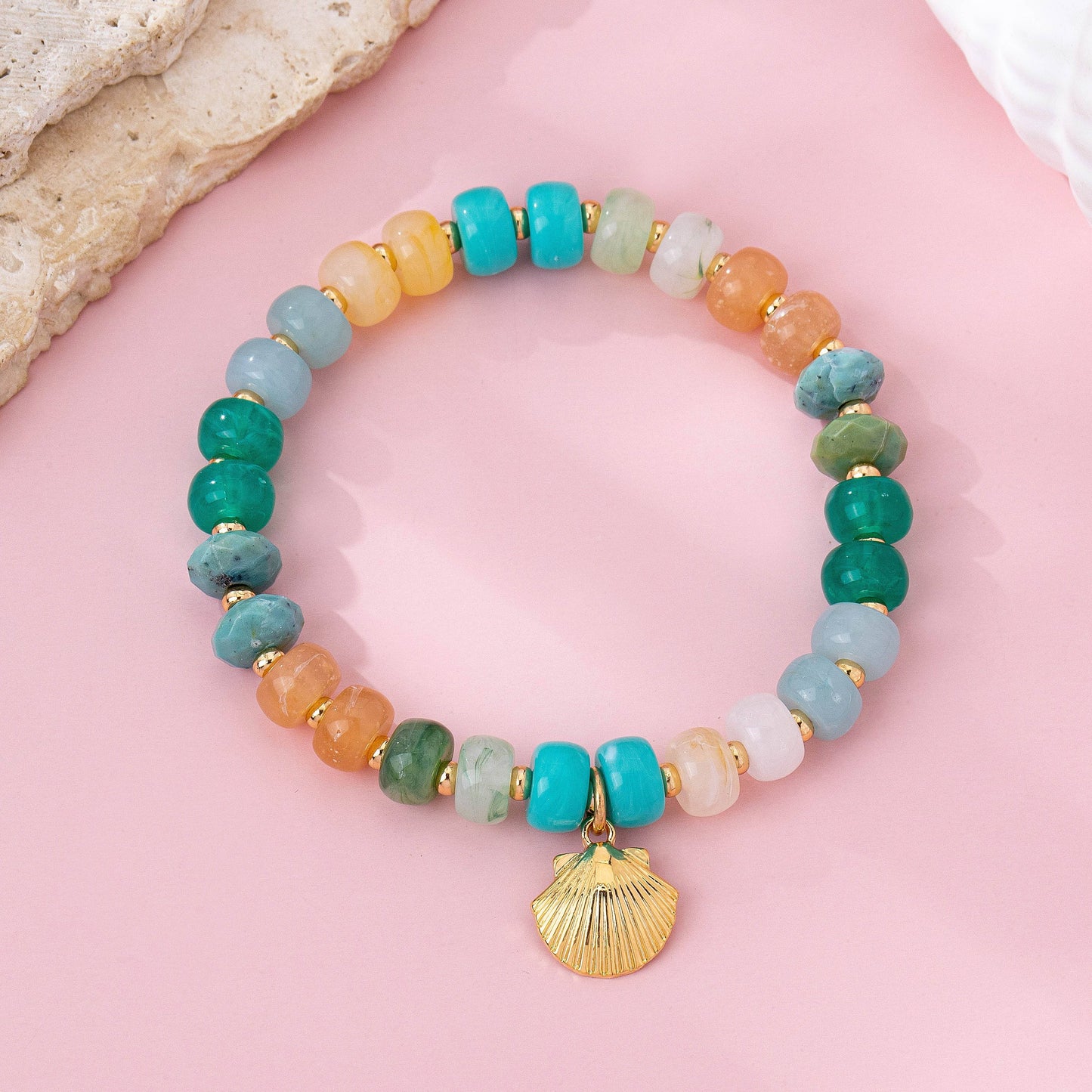 Bracelet - Earth Tone Beaded Shell