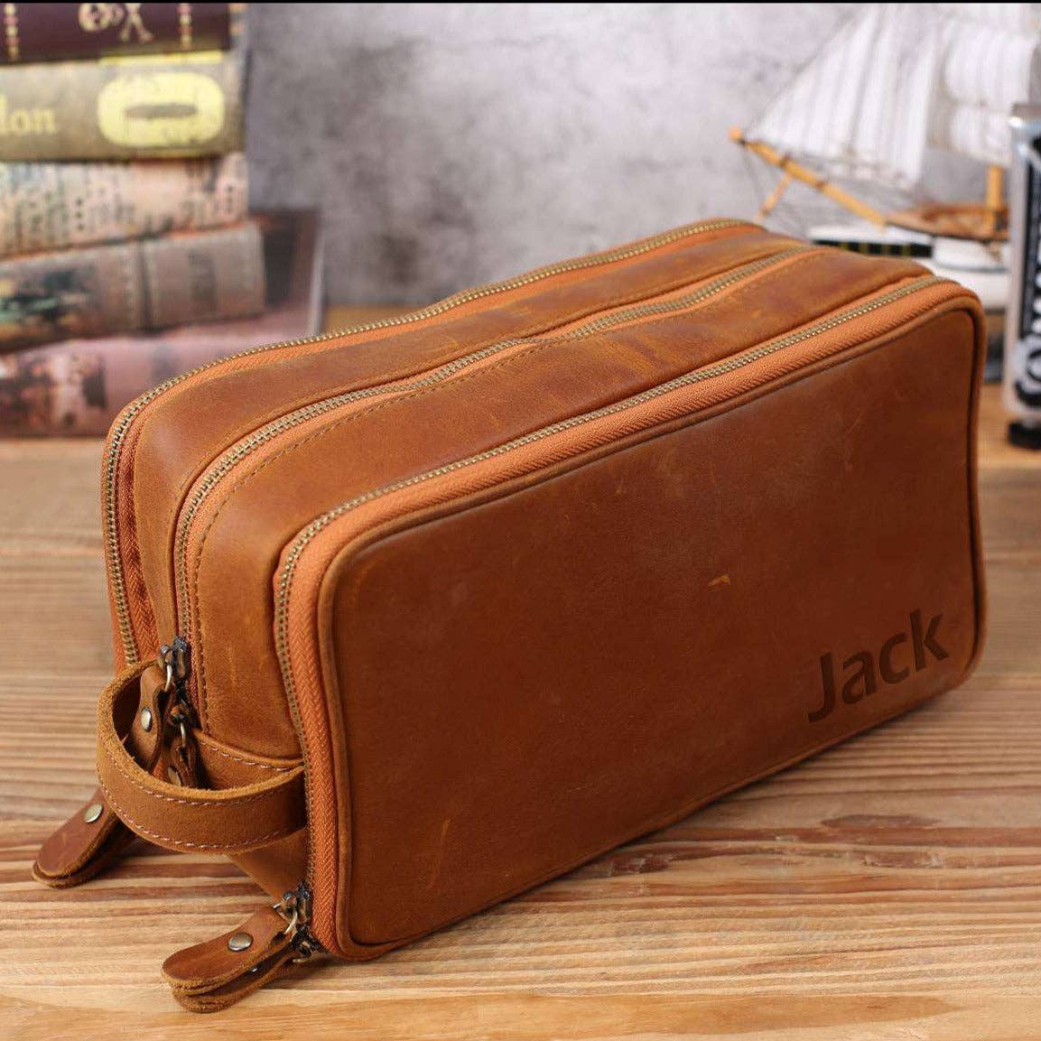 Groomsmen Gift Personalized Leather Toiletry Bag