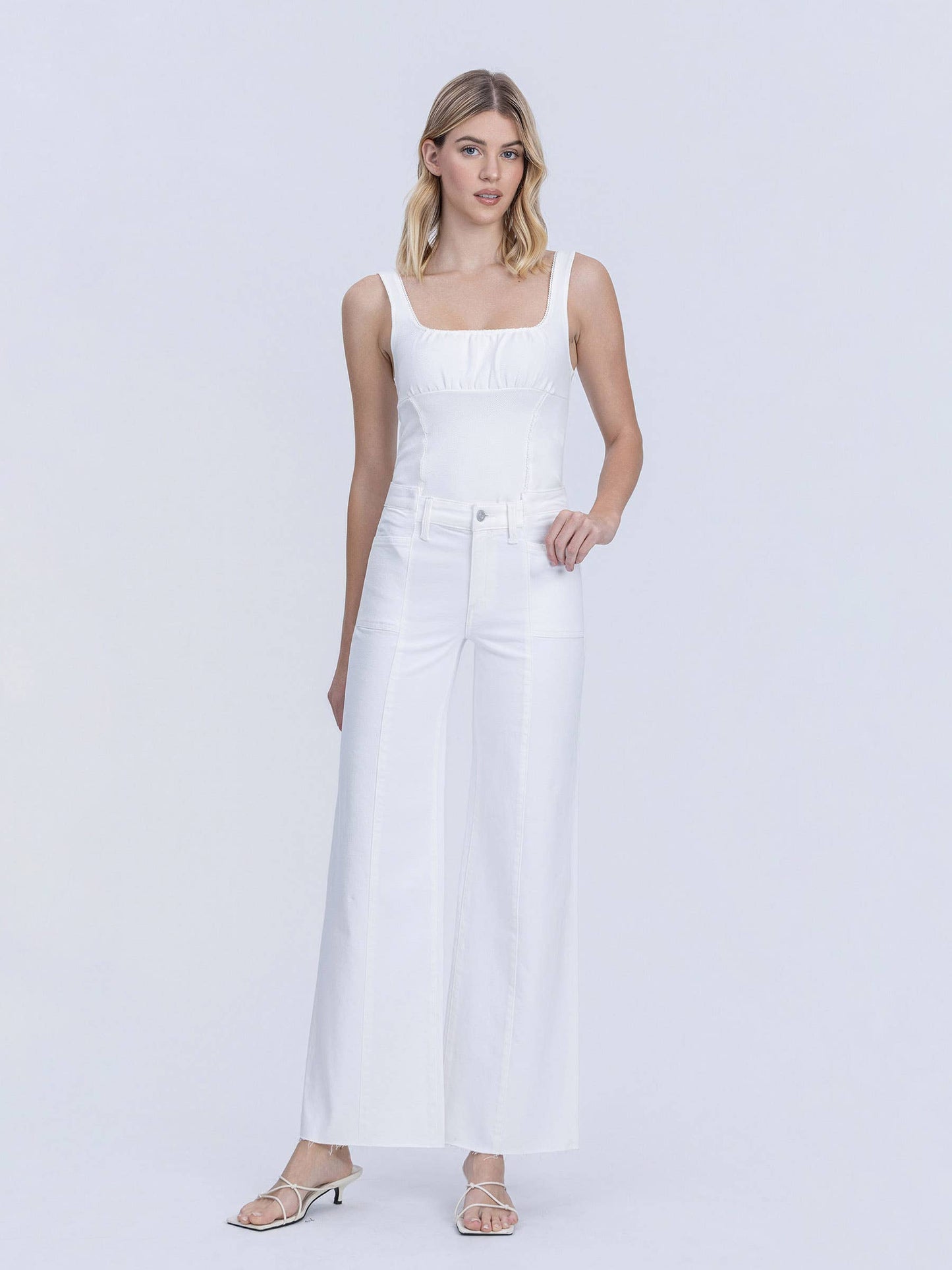 Vervet White High Rise Wide Jeans