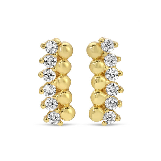 Earrings | Delicate Dots & Cz Studs On Velvet Gift Tag