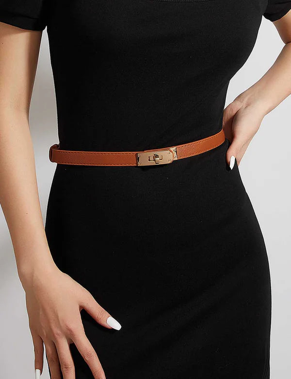 Simple Fine Leather Metal Belt