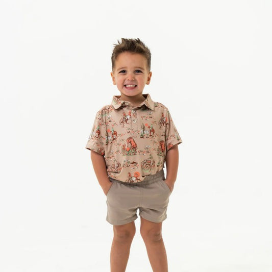 Boys | Burlebo Cowboy Up Khaki Youth Polo Shirt