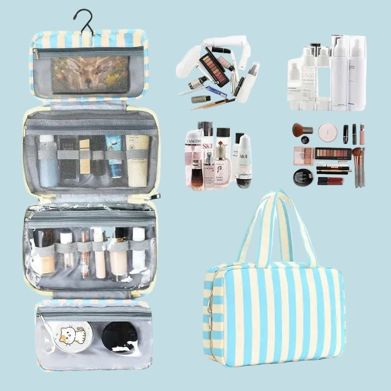 Cosmetic Pouch - Blue & White Stripe