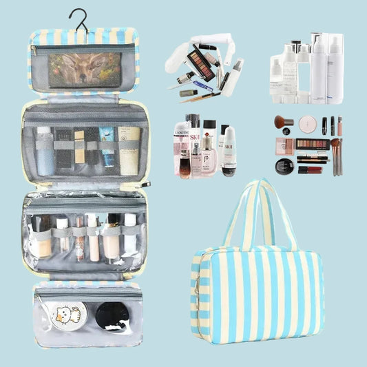 Cosmetic Pouch - Blue & White Stripe