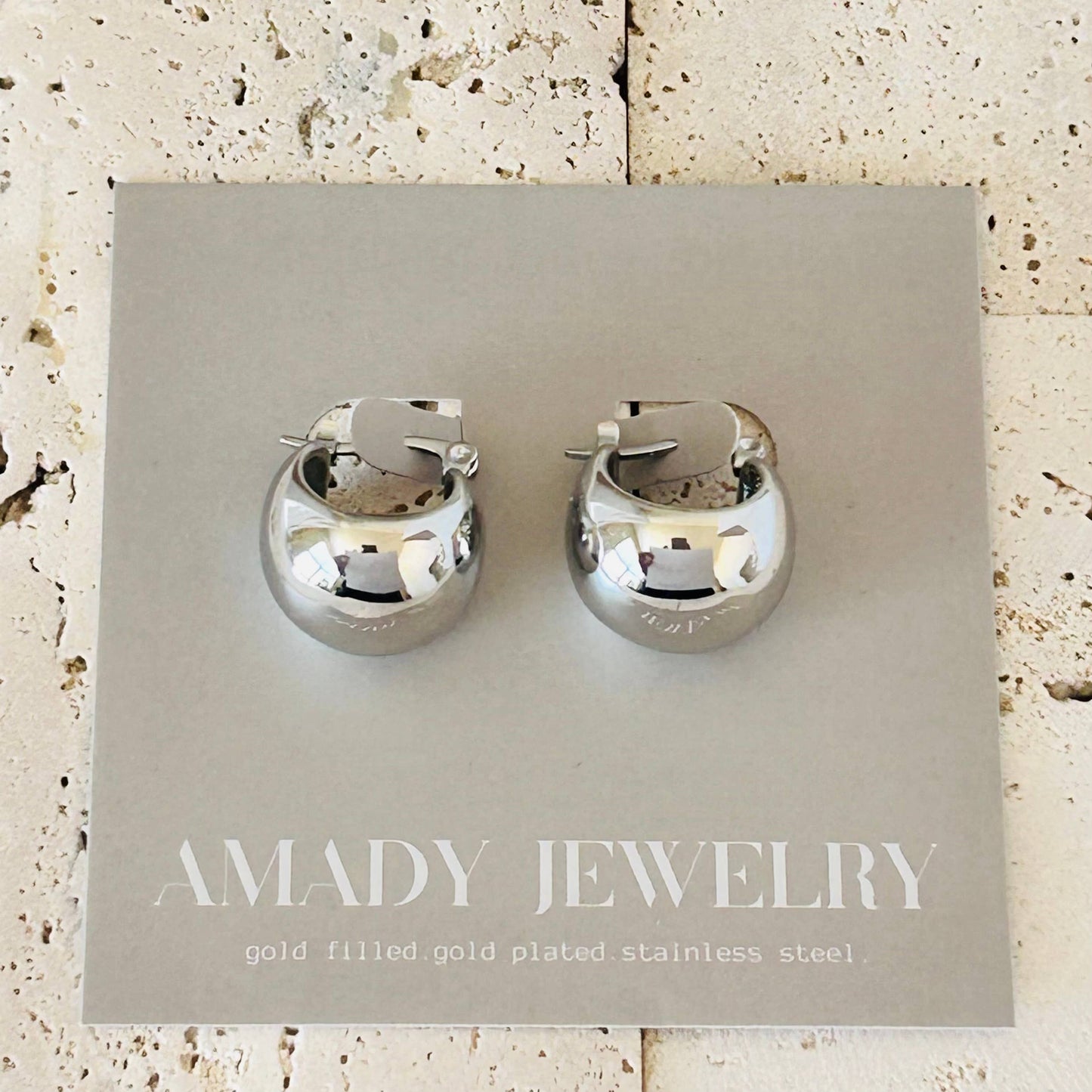 Earrings - Silver Rhodium Chunky Hoop
