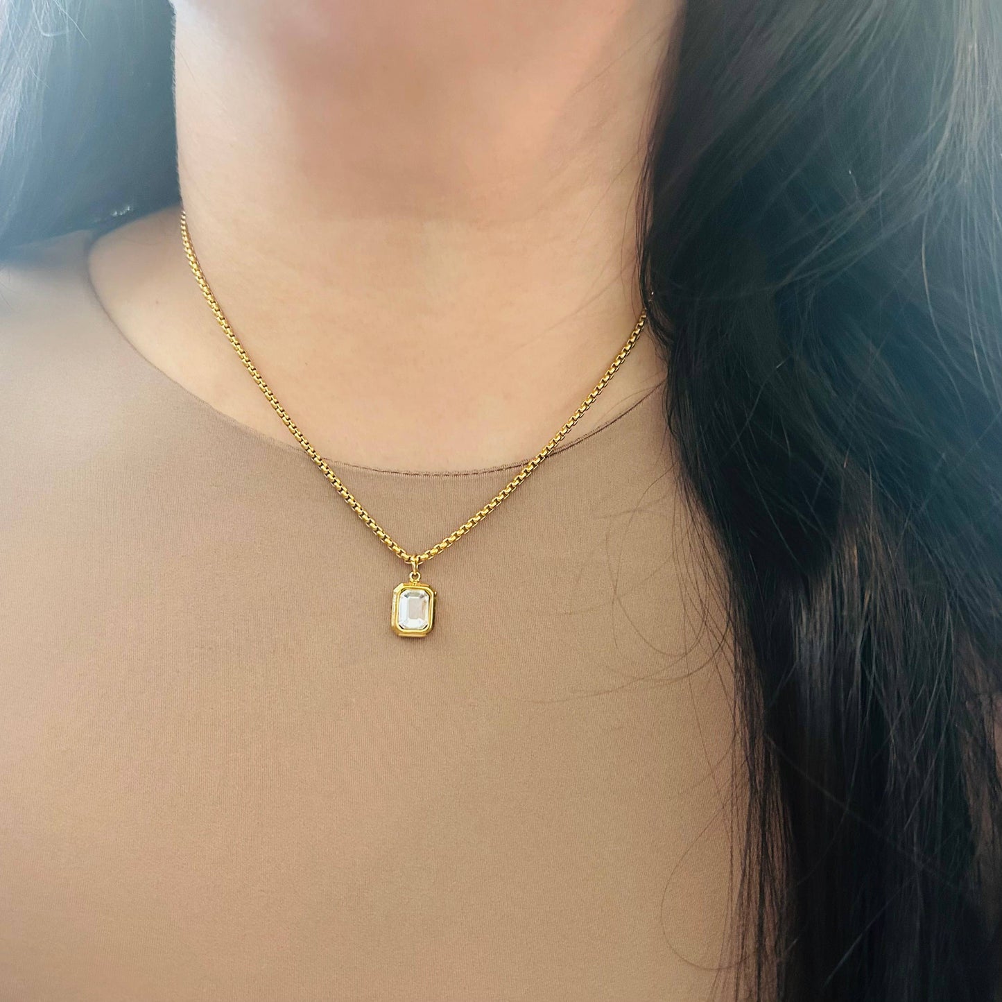 Necklace - Clear Glass Pendant Layering