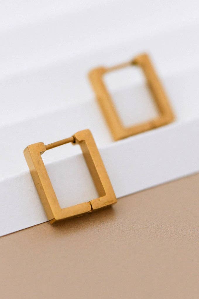 18K Gold Plated Waterproof Square Earrings
