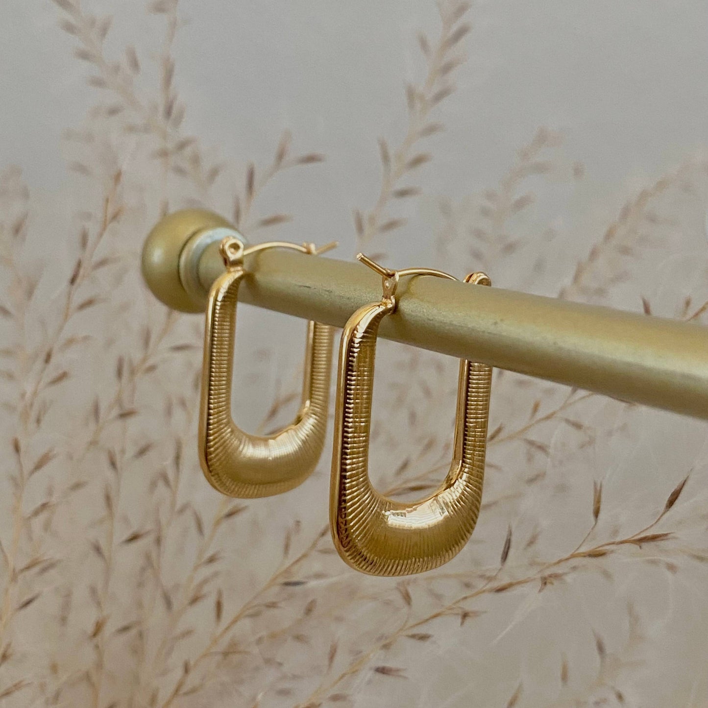 Earrings - Textured Long Hoop