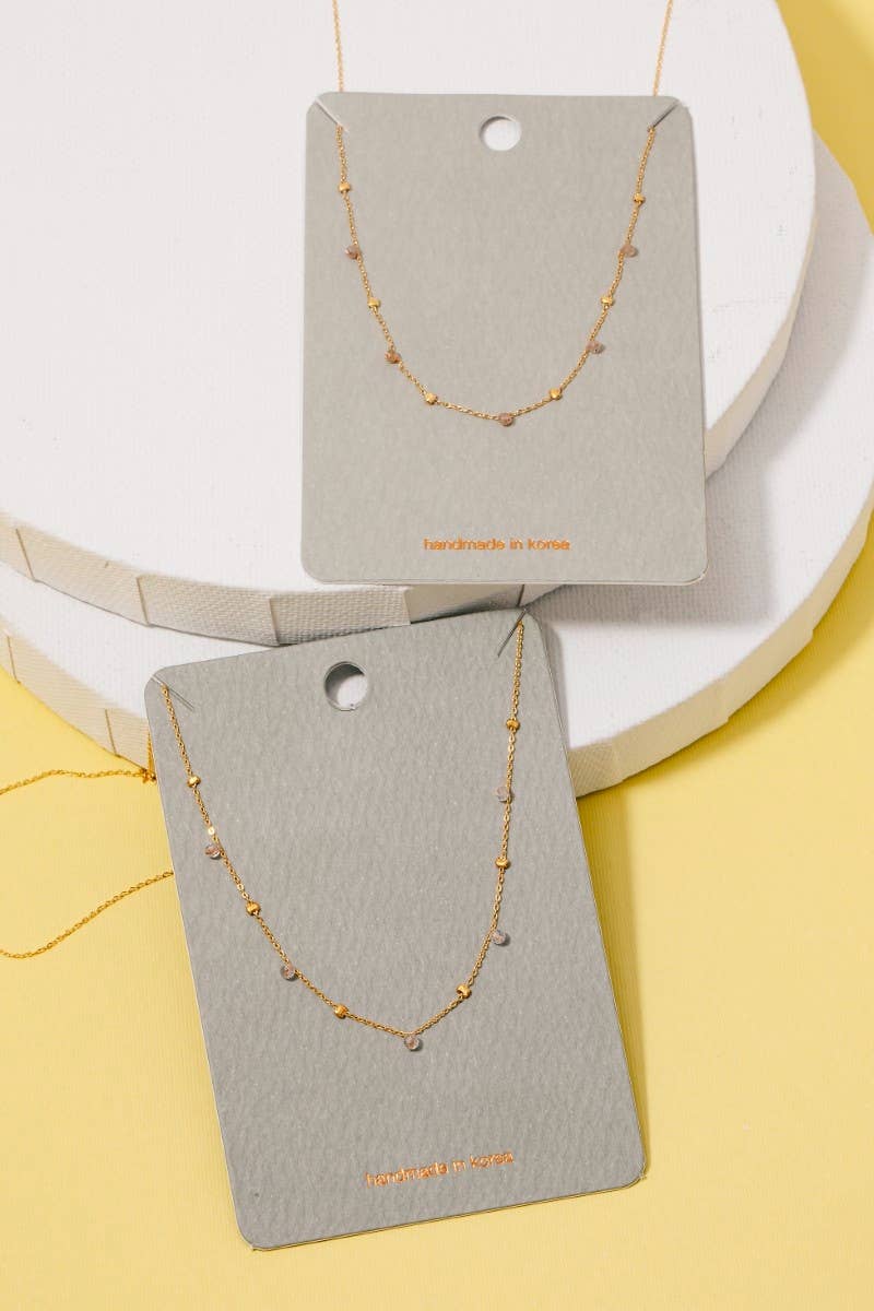 Dainty Mix Bead Charm Necklace