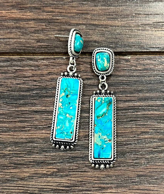 Earrings - Western Rectangle Drop