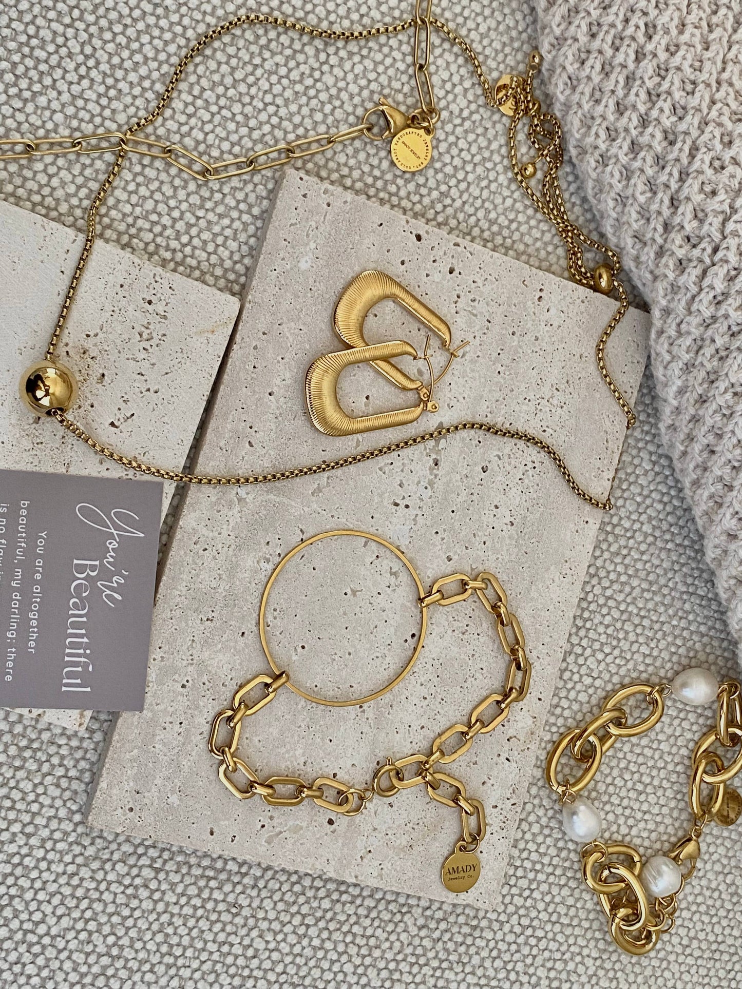 Earrings - Textured Long Hoop