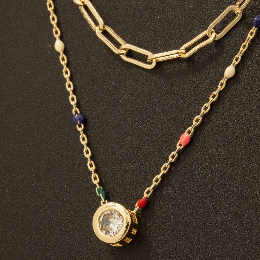 Gold Dipped Multi Pendant Layered Necklace