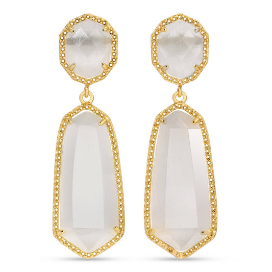 Jewelry | Earrings  White Charlotte Long Double Drop Stone Stud