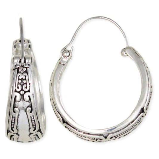 Vintage Round Silver Hoop Earrings